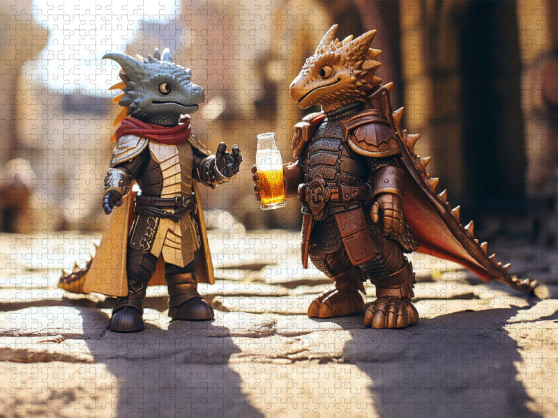 Spielzeugdrachen trinken Bier - CALVENDO Foto-Puzzle'