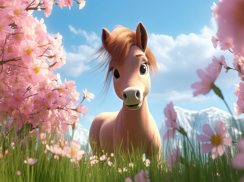 Pony Dreamy unter blühenden Bäumen - CALVENDO Foto-Puzzle'