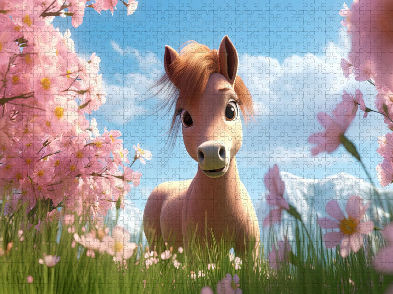 Pony Dreamy unter blühenden Bäumen - CALVENDO Foto-Puzzle'