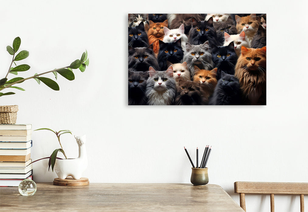 Premium Textil-Leinwand Viele Katzen auf einem Bild