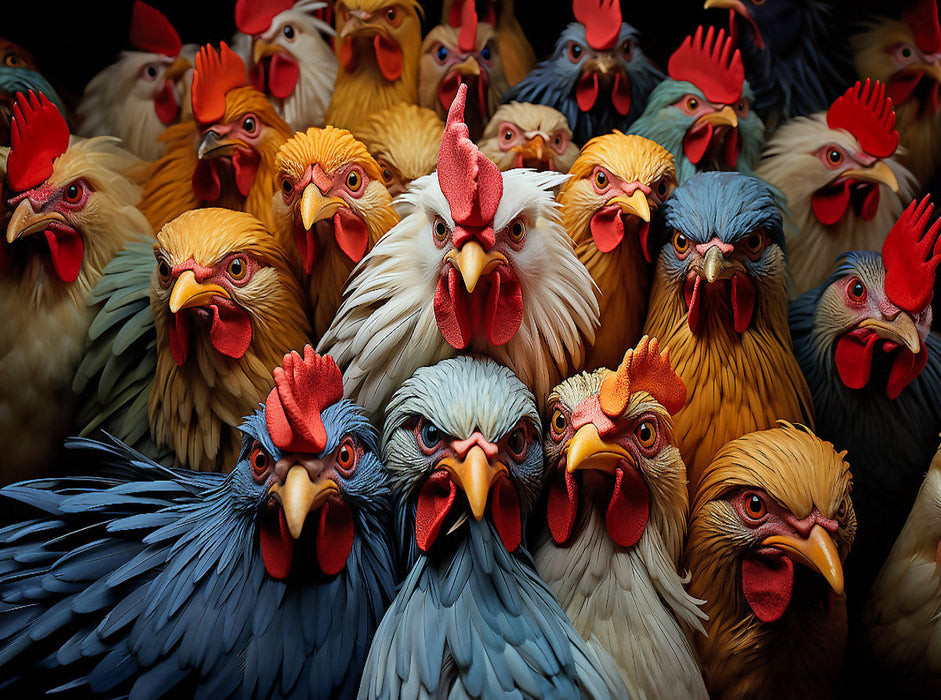 Viele lustige Hühner auf einem Bild - CALVENDO Foto-Puzzle'