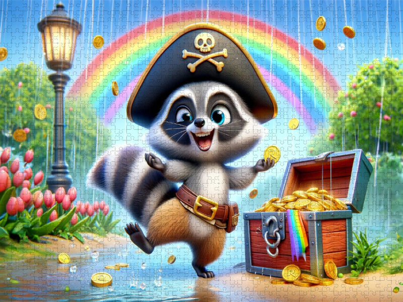 Regentanz des Waschbär-Piraten - CALVENDO Foto-Puzzle'