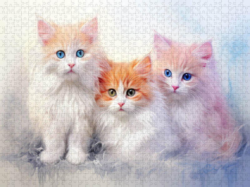 Katzen im Pastellstil - CALVENDO Foto-Puzzle'