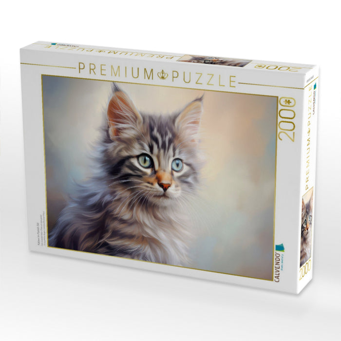 Katzen im Pastell-Stil - CALVENDO Foto-Puzzle'