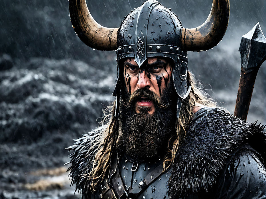 Grimmiger Wikingerkrieger mit gehörntem Helm - CALVENDO Foto-Puzzle'