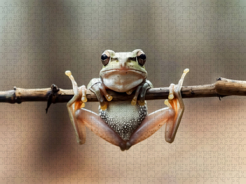 Frosch denkt groß, auch wenn er klein ist - CALVENDO Foto-Puzzle'