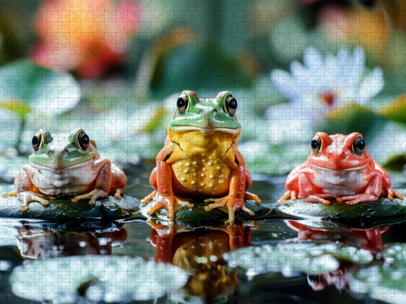 Im Teich des Lebens schwimmen auch die Frösche nach oben - CALVENDO Foto-Puzzle'