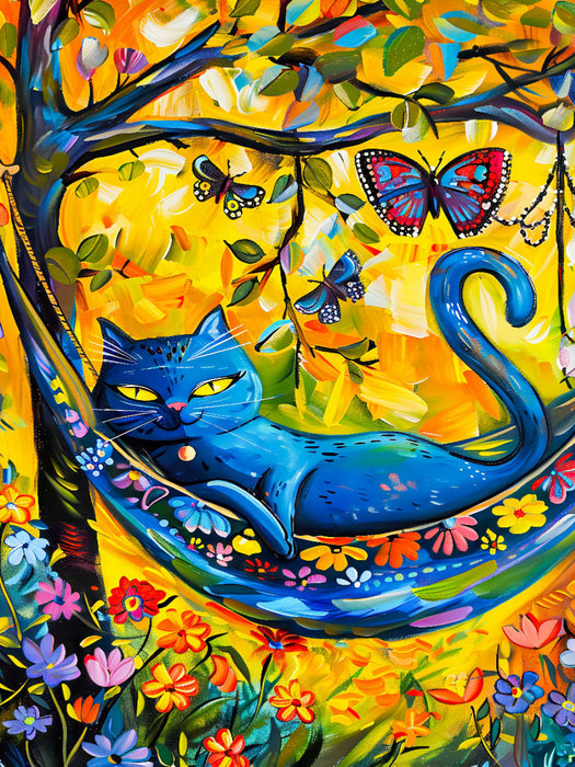 Katze im Garten in der Hängematte - CALVENDO Foto-Puzzle'