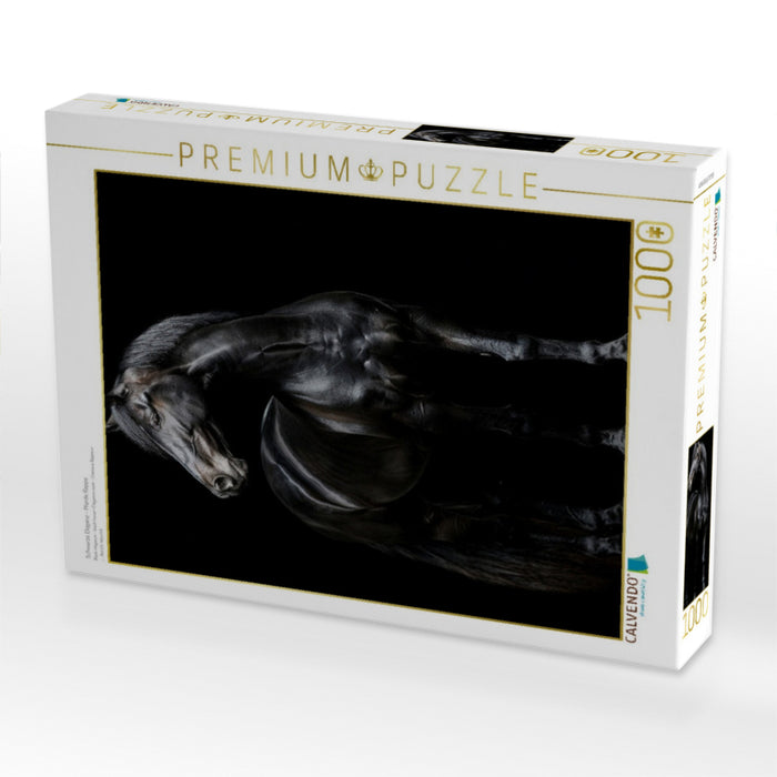 Schwarze Eleganz - Pferde Rappe - CALVENDO Foto-Puzzle'