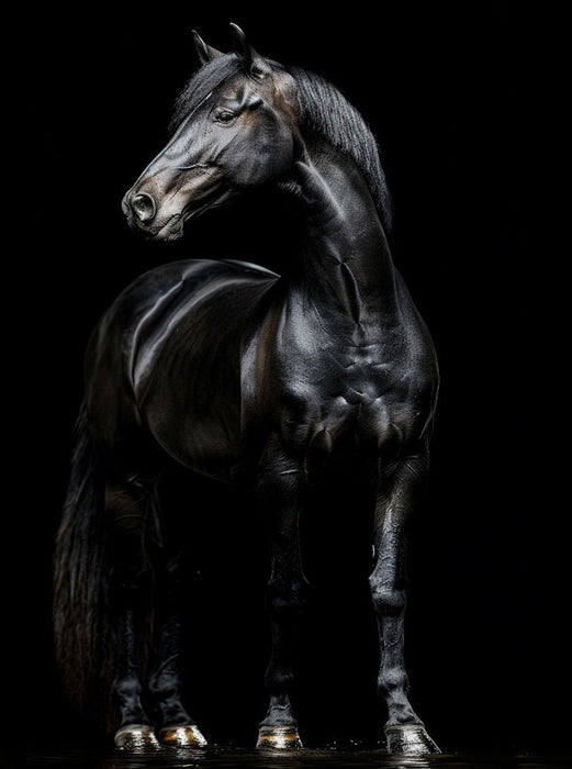 Schwarze Eleganz - Pferde Rappe - CALVENDO Foto-Puzzle'