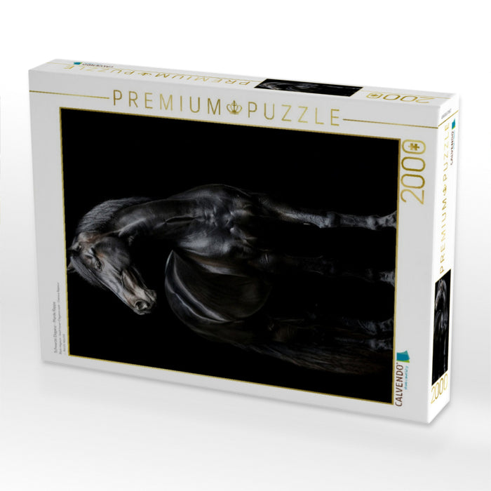 Schwarze Eleganz - Pferde Rappe - CALVENDO Foto-Puzzle'