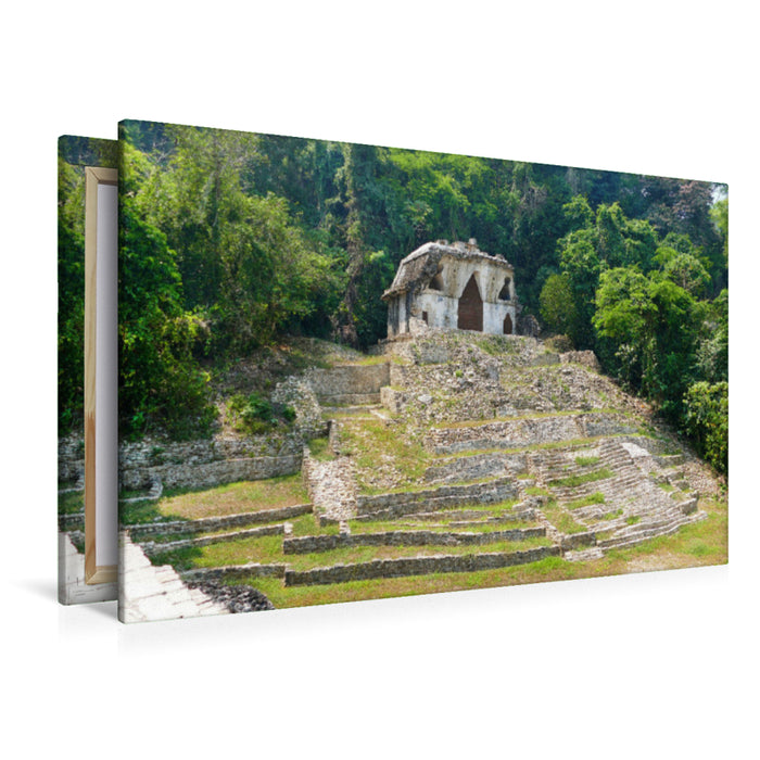 Premium Textil-Leinwand Palenque, Templo de la Cruz de Hoja (Blätterkreuztempel)