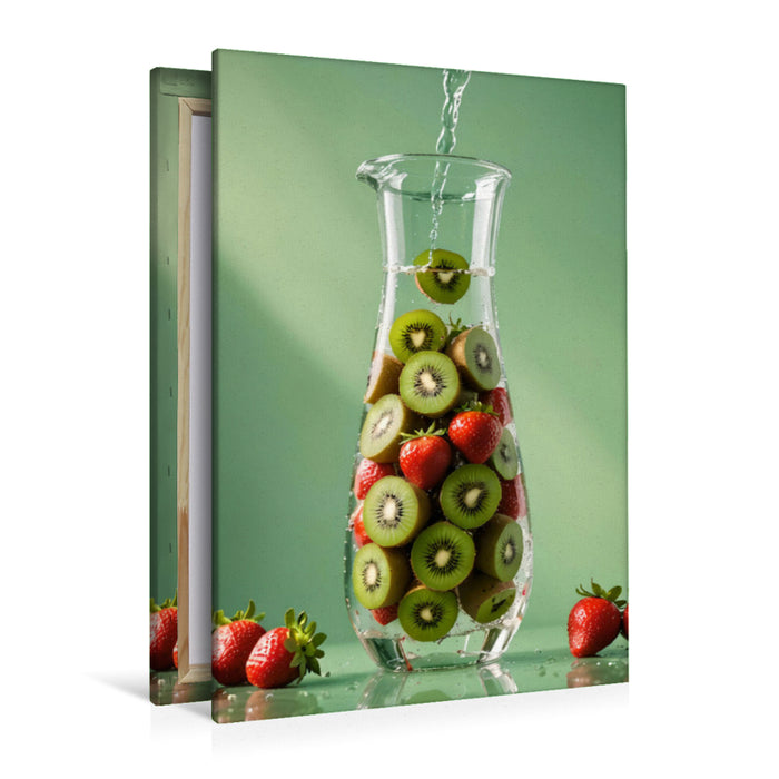 Premium Textil-Leinwand Infused Water Kreation mit Kiwis und Erdbeeren