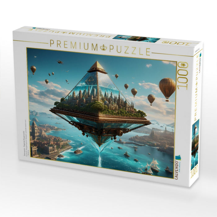 Steampunk - fliegende Glaspyramide - CALVENDO Foto-Puzzle'
