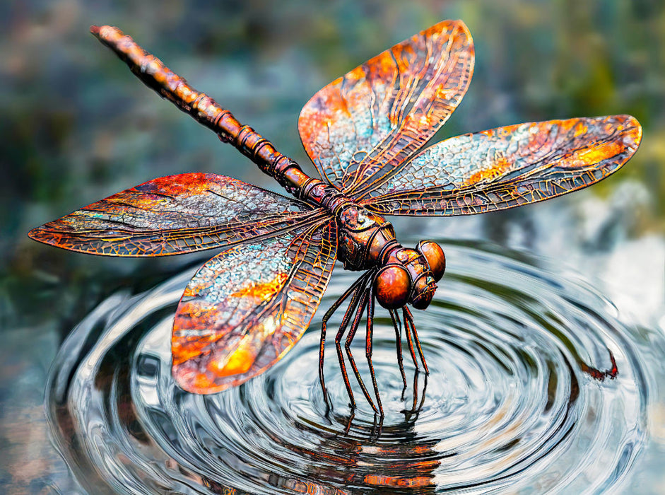 Elegante Metall-Libelle: Einzigartiges Gartenkunstwerk für Naturfreunde - CALVENDO Foto-Puzzle'