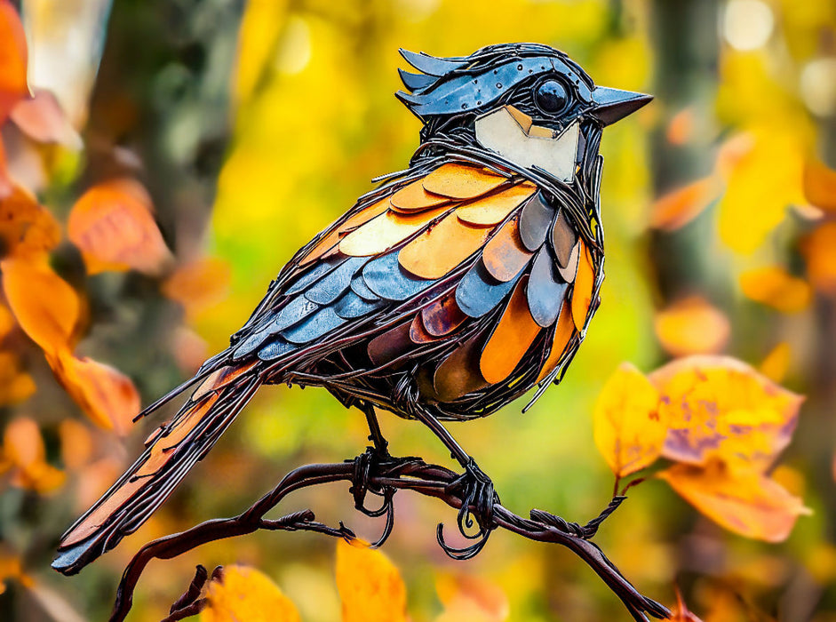 Metall-Blaumeise auf Ast: Handgefertigte Upcycling-Deko für Ihren Garten - CALVENDO Foto-Puzzle'