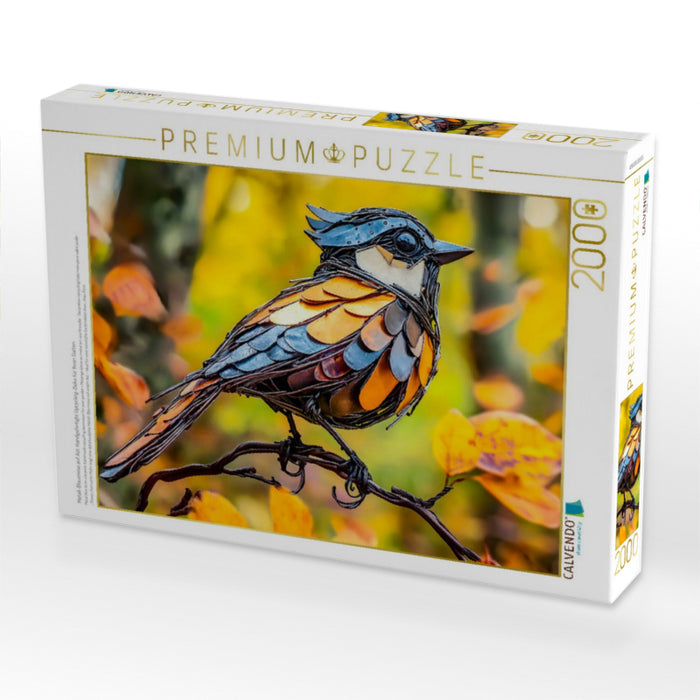 Metall-Blaumeise auf Ast: Handgefertigte Upcycling-Deko für Ihren Garten - CALVENDO Foto-Puzzle'