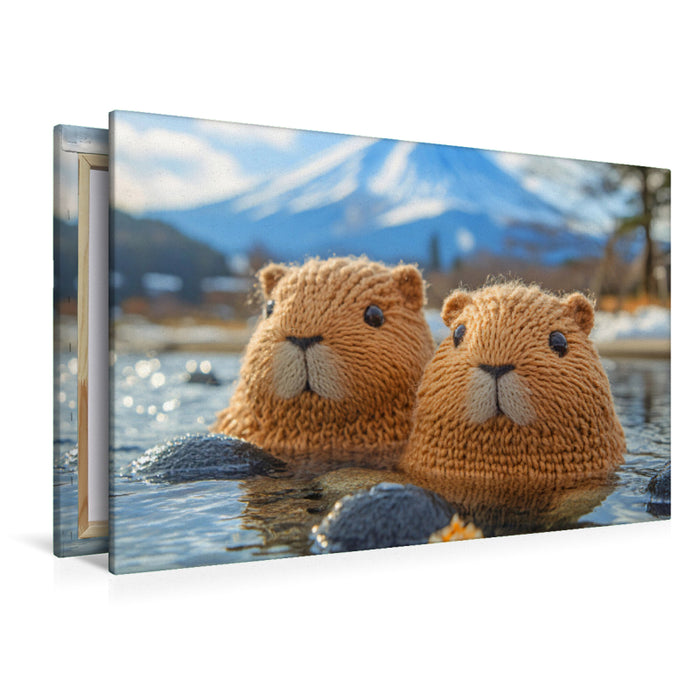 Premium Textil-Leinwand Capybaras