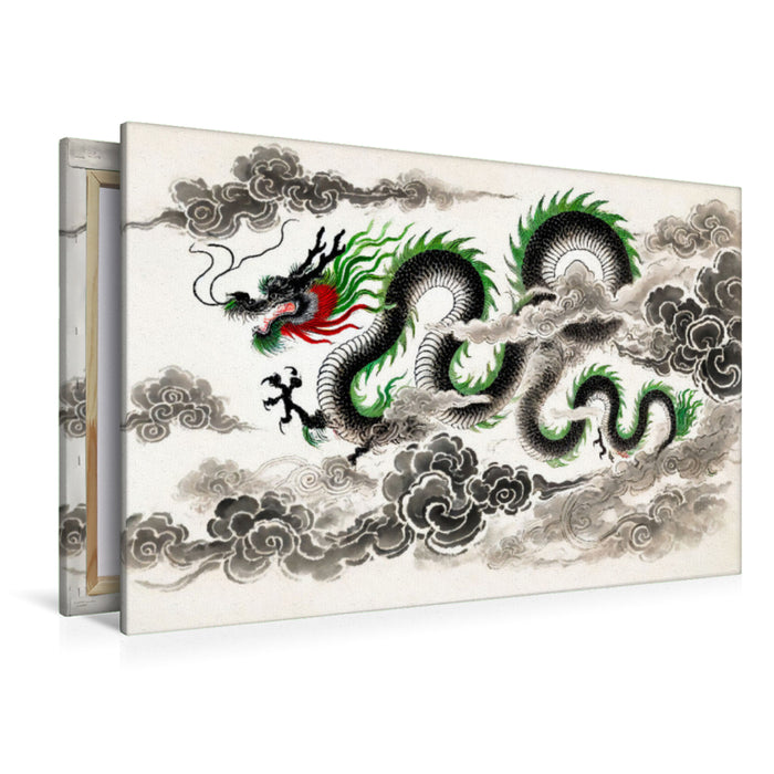 Premium Textil-Leinwand Chinesische Tierkreiszeichen Drache in Tuschemalerei