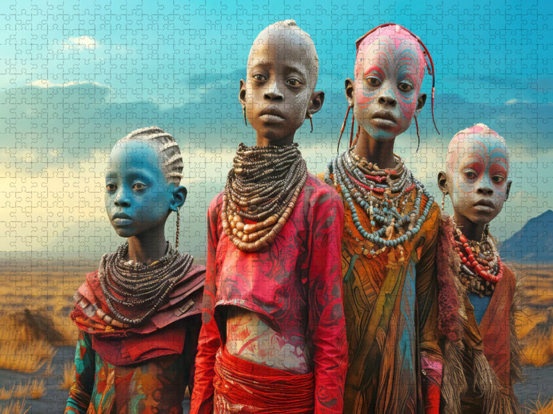 Surrealismus trifft Massai-Kultur - CALVENDO Foto-Puzzle'