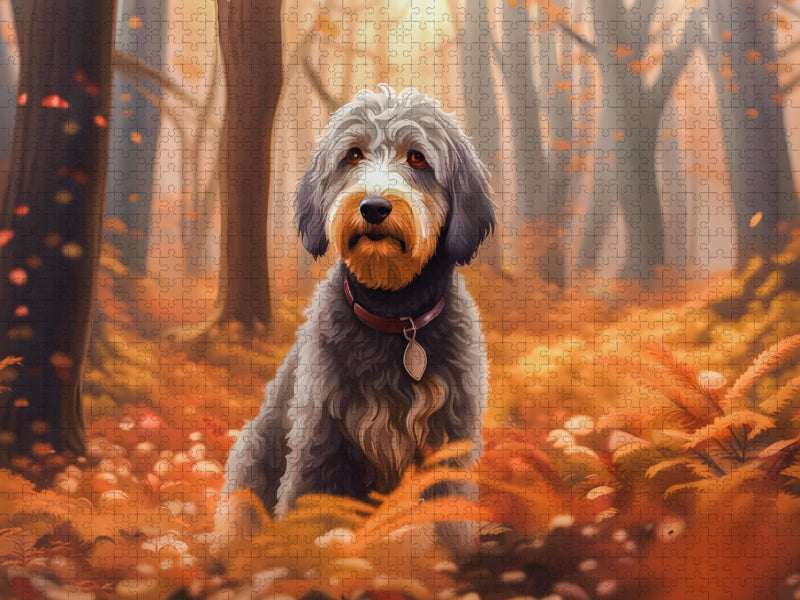 Aussiedoodle im Herbstwald - CALVENDO Foto-Puzzle'