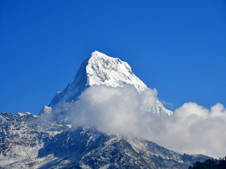 Der Annapurna South (7219 m) vom Himalayadorf Ghorepani (2870 m) - CALVENDO Foto-Puzzle'