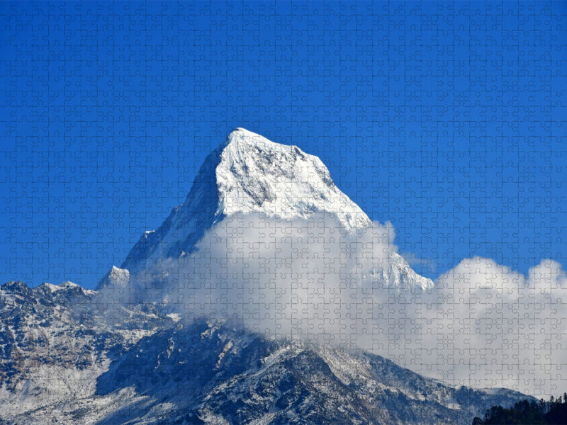 Der Annapurna South (7219 m) vom Himalayadorf Ghorepani (2870 m) - CALVENDO Foto-Puzzle'