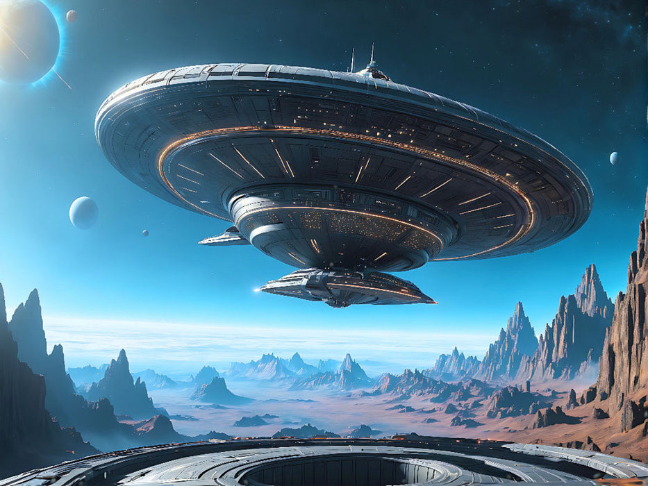 Untertasse bei der Landung auf einem Alien-Planeten - CALVENDO Foto-Puzzle'