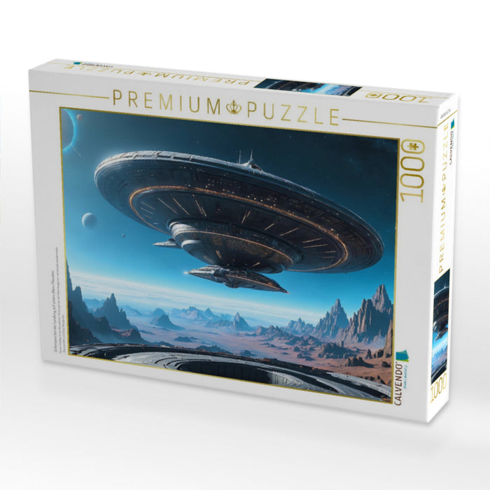 Untertasse bei der Landung auf einem Alien-Planeten - CALVENDO Foto-Puzzle'