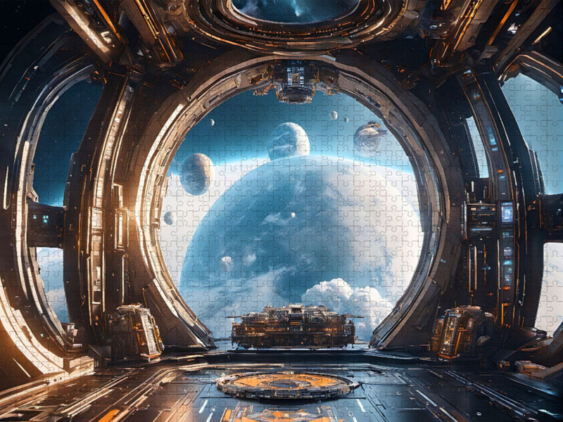 Sicht aus einem Raumtransporter auf fremde Planeten - CALVENDO Foto-Puzzle'