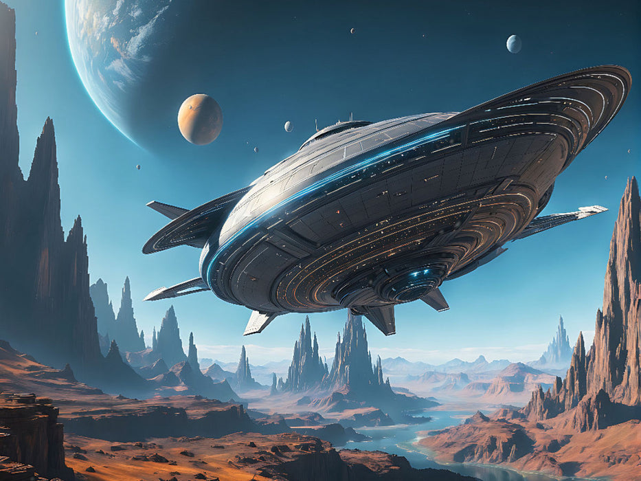 Landung eines Ufos auf extrasolarem Planeten - CALVENDO Foto-Puzzle'