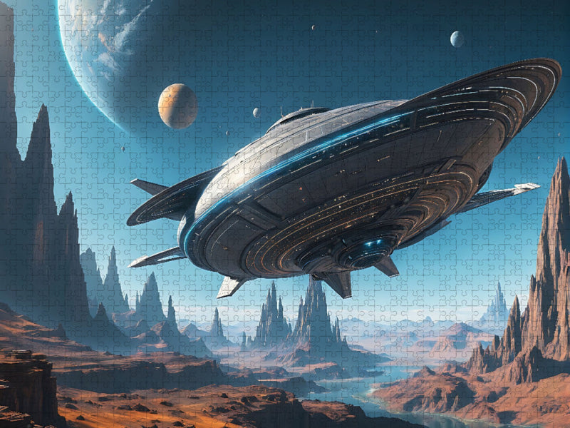 Landung eines Ufos auf extrasolarem Planeten - CALVENDO Foto-Puzzle'