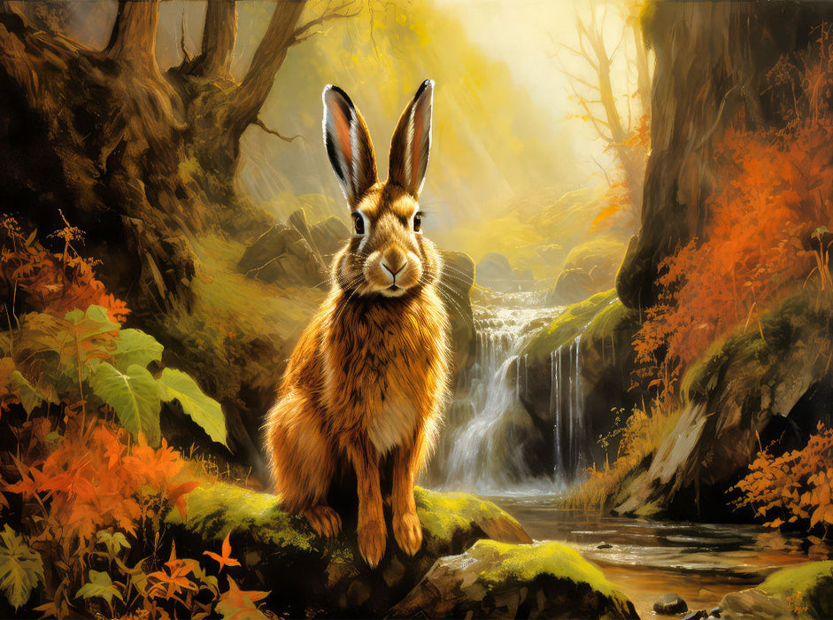 Hase am Wasserfall - CALVENDO Foto-Puzzle'