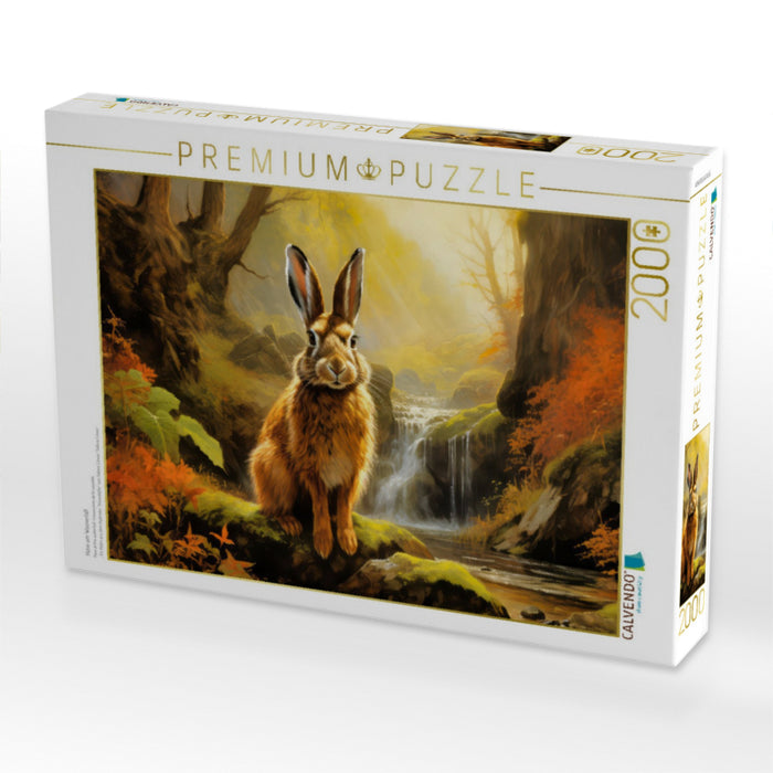 Hase am Wasserfall - CALVENDO Foto-Puzzle'