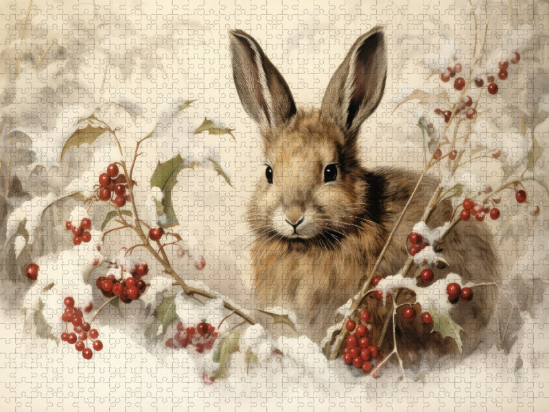 Hase im Schnee - CALVENDO Foto-Puzzle'