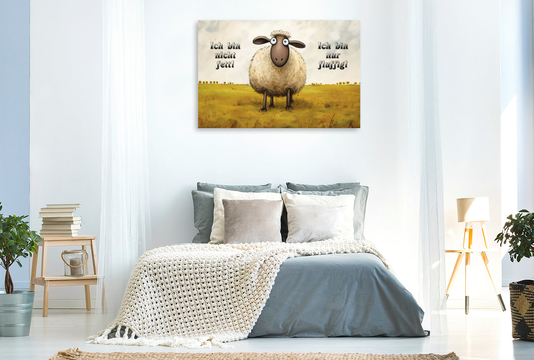 Premium Textil-Leinwand Fluffiges Schaf