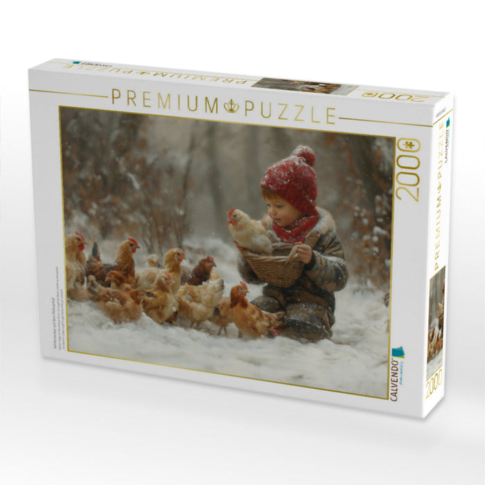 Magie hivernale dans l'élevage de poulets - Puzzle photo CALVENDO' 