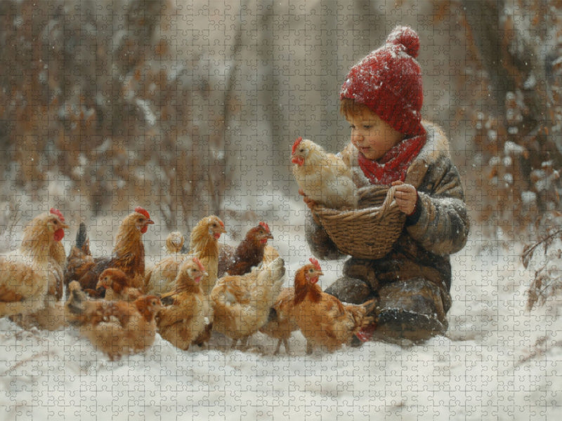 Winterzauber auf dem Hühnerhof - CALVENDO Foto-Puzzle'