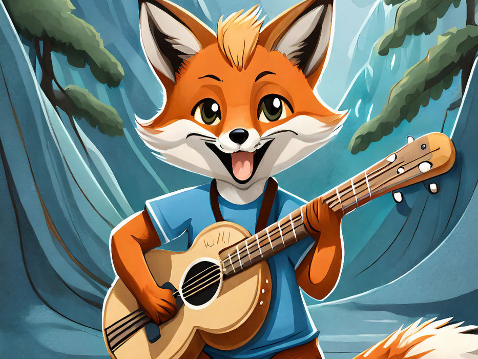 Ein Schlaufuchs spielt Gitarre im Wald - CALVENDO Foto-Puzzle'