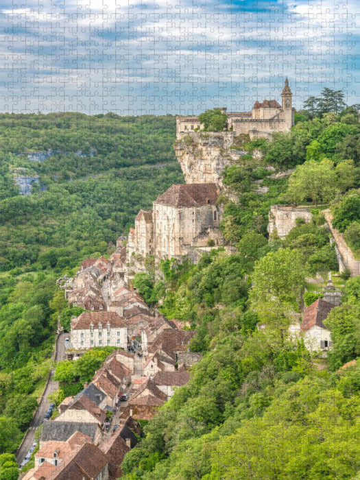 Der pittoreske Wallfahrtsort Rocamadour liegt an einem steilen Kalkfelsen - CALVENDO Foto-Puzzle'