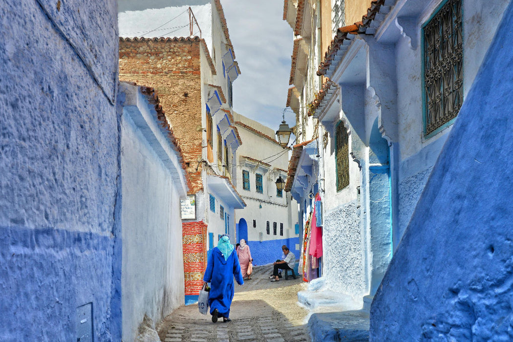 Premium Textil-Leinwand In den Strassen von Marrakesch