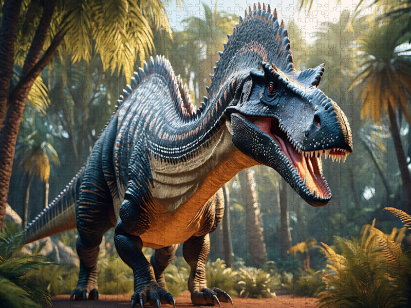 Dinosaurier - ein Spinosaurus in urzeitlicher Landschaft - CALVENDO Foto-Puzzle'