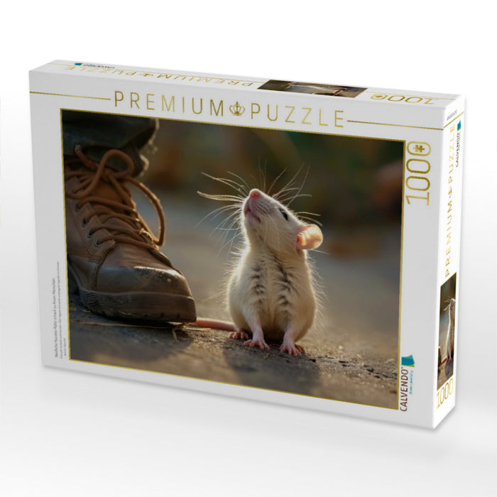 Niedliche Haustier Ratte schaut zu ihrem Menschen - CALVENDO Foto-Puzzle'