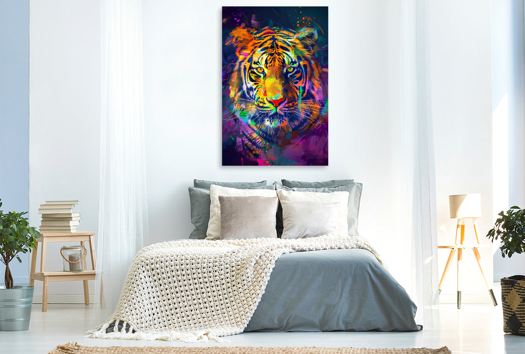 Premium Textil-Leinwand Tiger