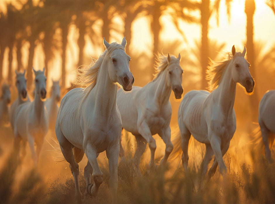Weiße Pferdeherde - CALVENDO Foto-Puzzle'