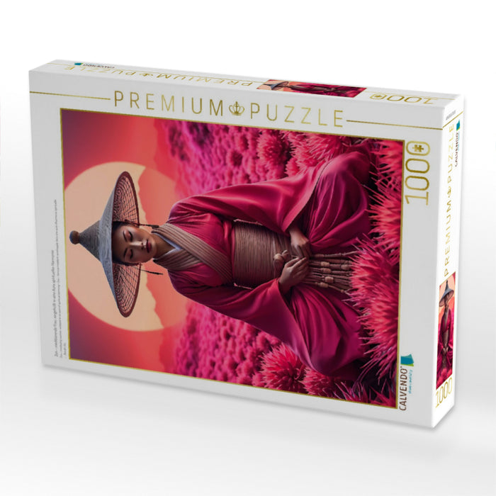Zen - meditierende Frau, eingehüllt in eine Aura spiritueller Harmonie - CALVENDO Foto-Puzzle'