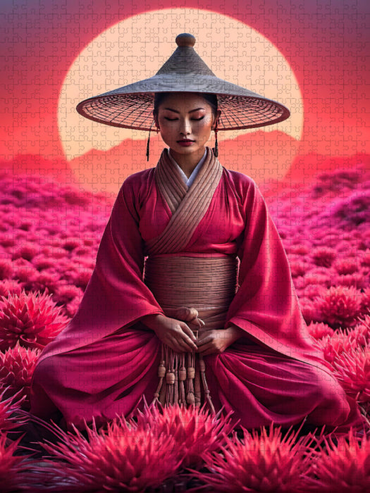Zen - meditierende Frau, eingehüllt in eine Aura spiritueller Harmonie - CALVENDO Foto-Puzzle'