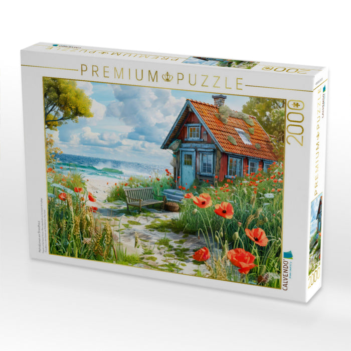 Mohnblumen am Strandhaus - CALVENDO Foto-Puzzle'