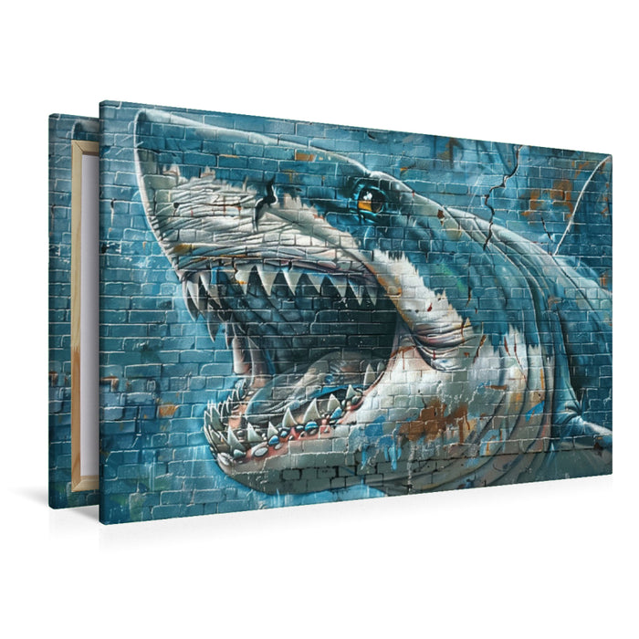 Premium Textil-Leinwand Megalodon