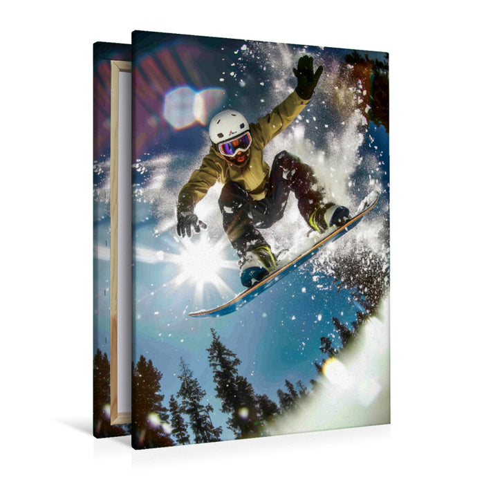 Premium Textil-Leinwand Ein Meister auf seinem Snowboard